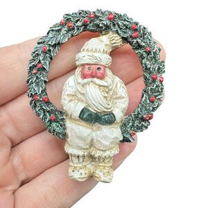 Vintage Nordic Santa Christmas Brooch